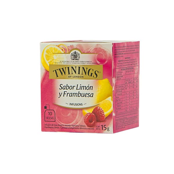 INFUSION TWININGS SABOR LIMON Y FRAMBUESA x 10 BOLSAS