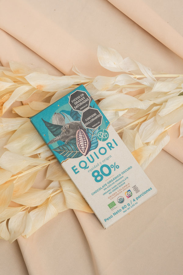 CHOCOLATE  EQUIORI ORGANICO OSCURO SIN AZUCAR AÑADIDA 80% 80 GR