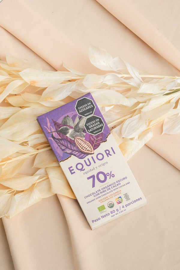 CHOCOLATE EQUIORI ORGANICO OSCURO CACAO 70% 80 GR