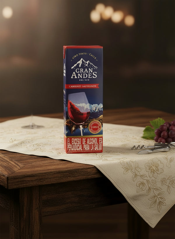 VINO CHILENO GRAN ANDES TINTO CABERNET S. TETRA 1000 ML