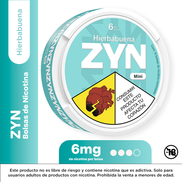 BOLSAS DE NICOTINA ZYN HIERBABUENA 6MG