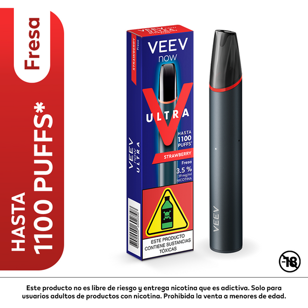 VAPEADOR VEEV NOW ULTRA FRESA - 1100 PUFFS